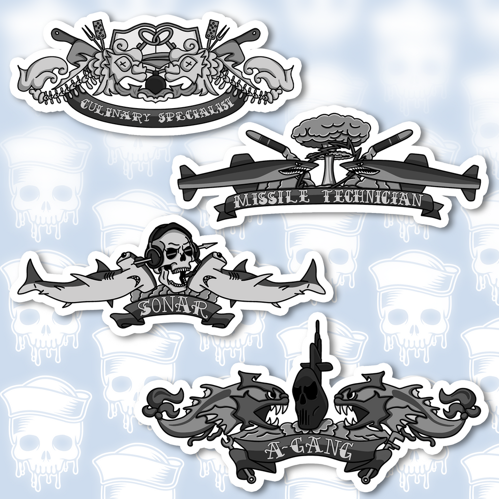 XL 6" Custom-Designed Submarine Dolphin Stickers