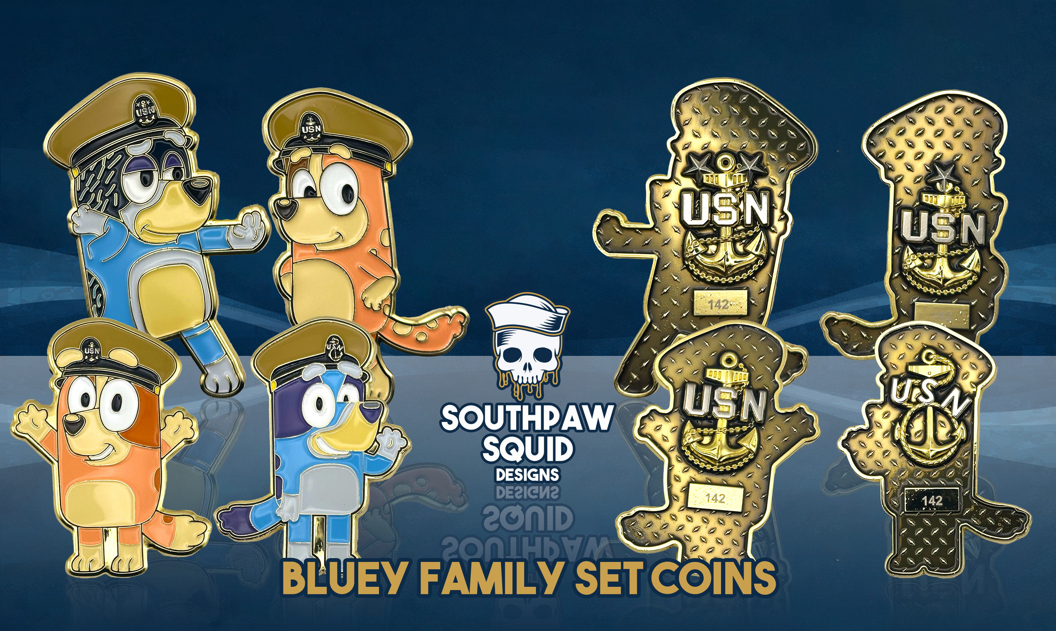 Bluey Family Sets Challenge Coins – Southpaw Squid Designs Bluey Family Sets Challenge Coins – Southpaw Squid Designs