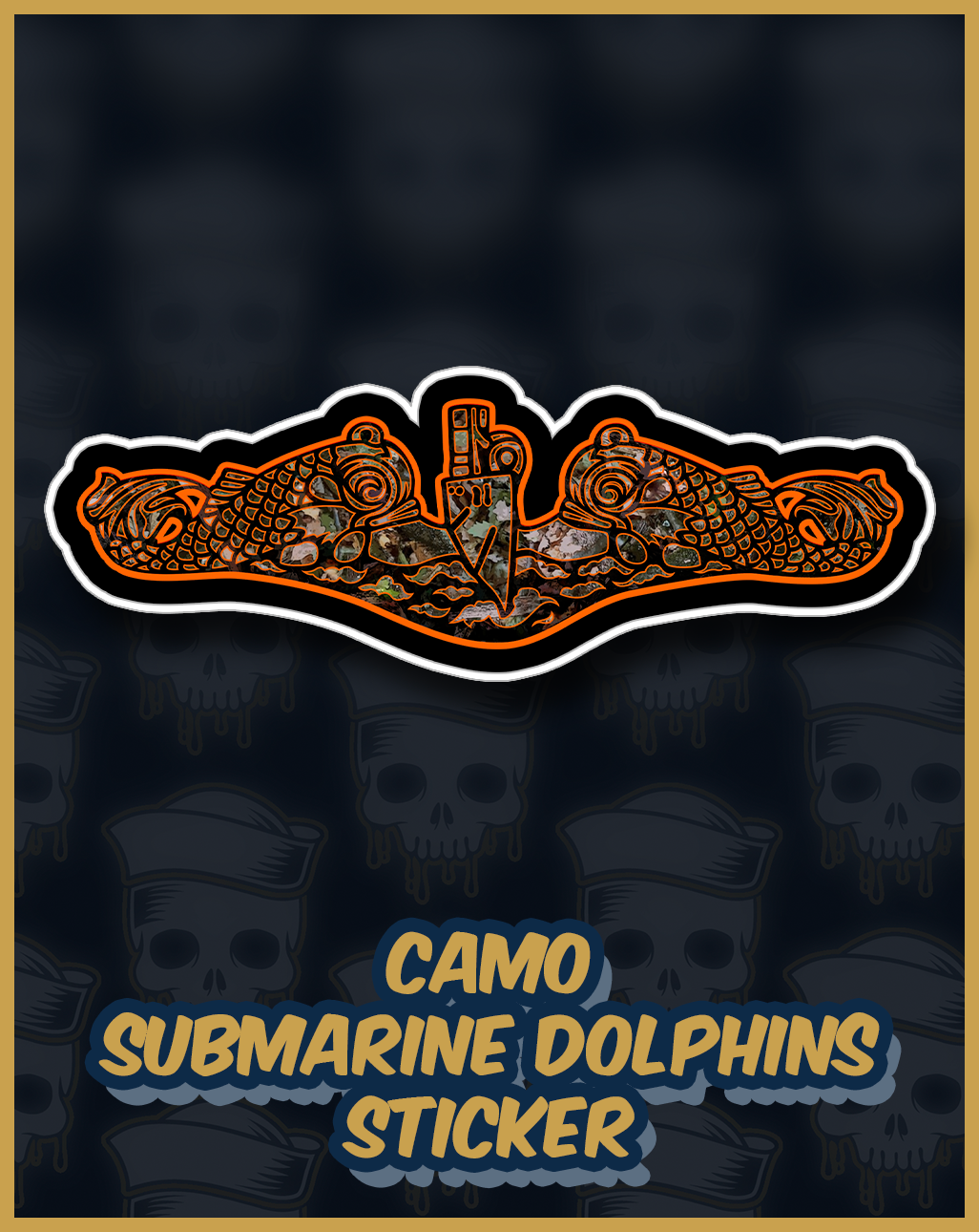 Camo Submarine Dolphin Sticker
