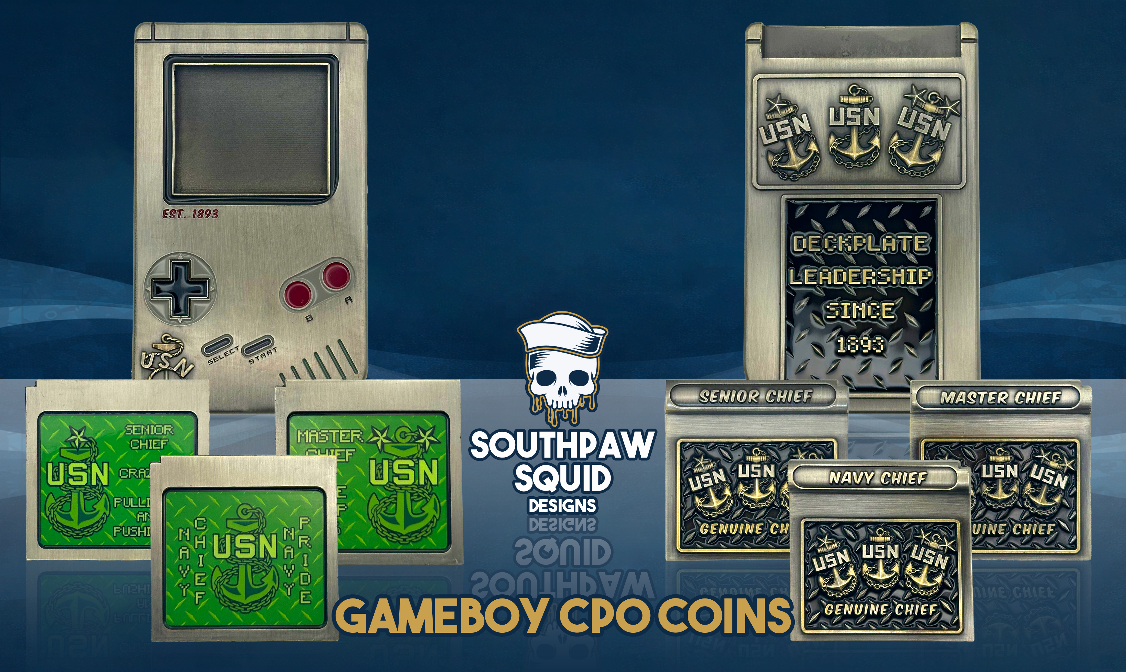 Gameboy CPO with Cartridge Set Challenge Coins