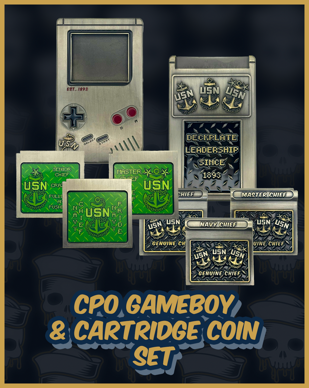 Gameboy CPO with Cartridge Set Challenge Coins