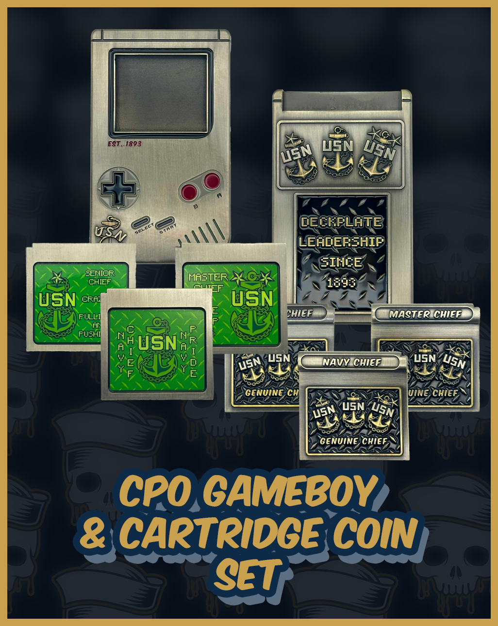 Gameboy CPO with Cartridge Set Challenge Coins