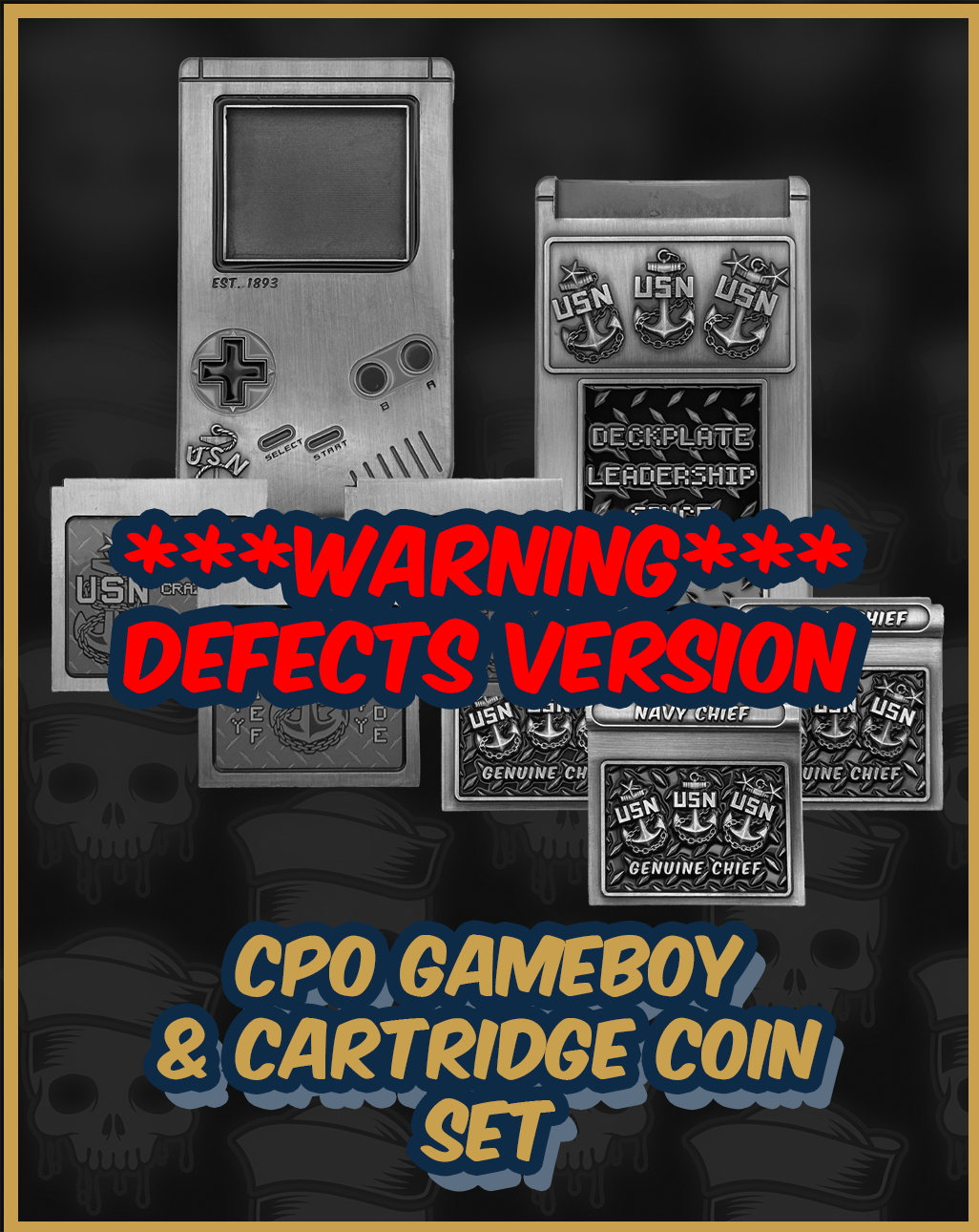 DEFECTS VERSION Gameboy CPO with Cartridge Set Challenge Coins