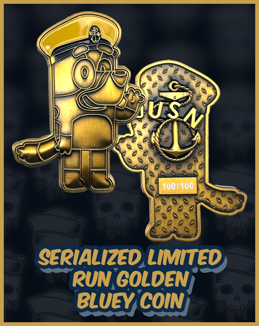 Golden Bluey LIMITED RUN Challenge Coin
