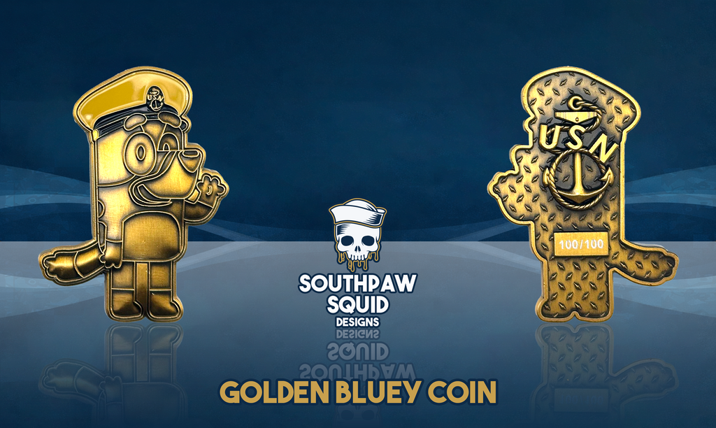 Golden Bluey LIMITED RUN Challenge Coin