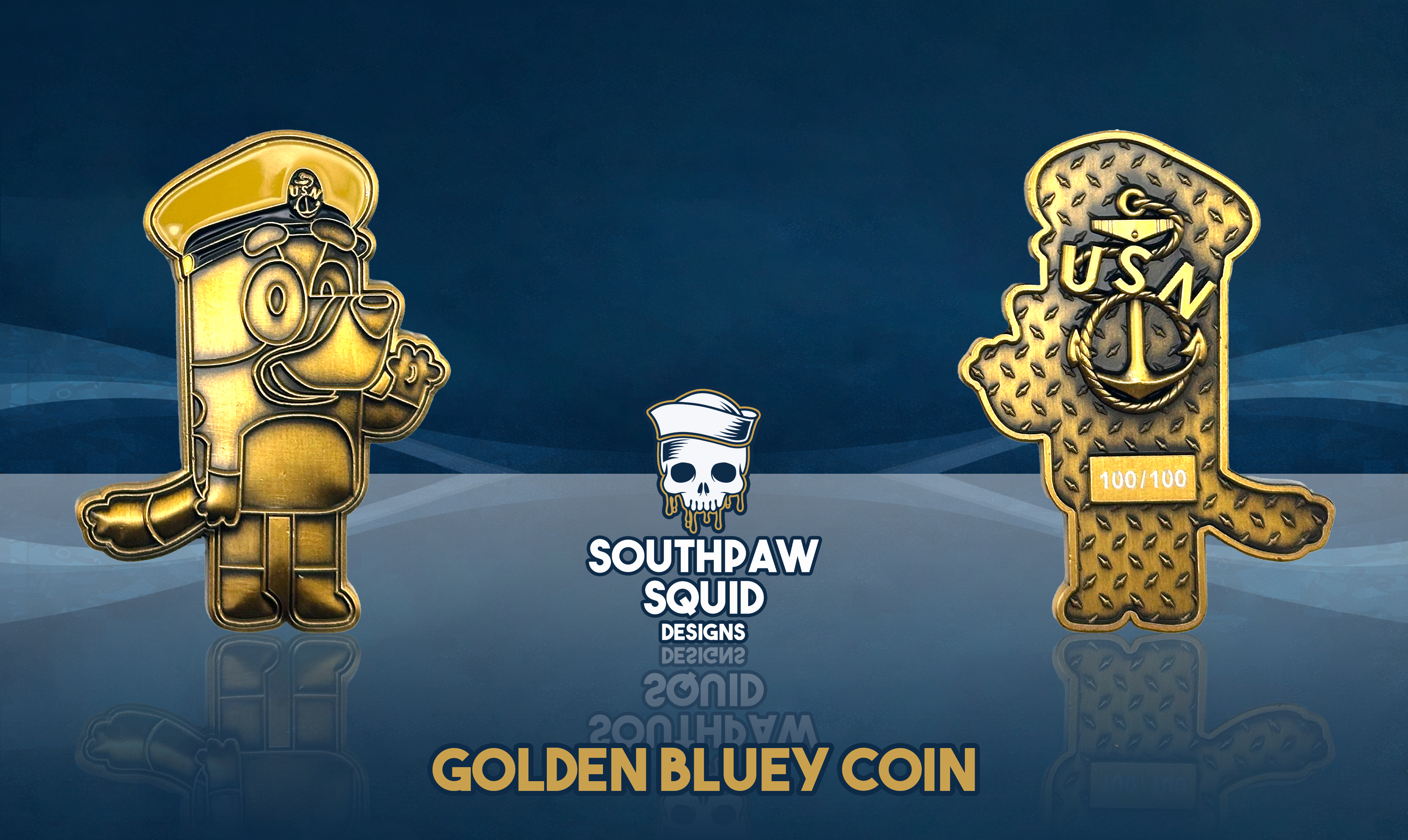 Golden Bluey LIMITED RUN Challenge Coin