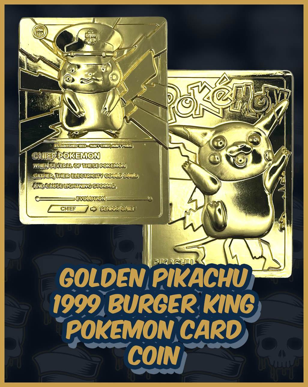 Golden Pikachu 1999 Burger King Card Challenge Coin