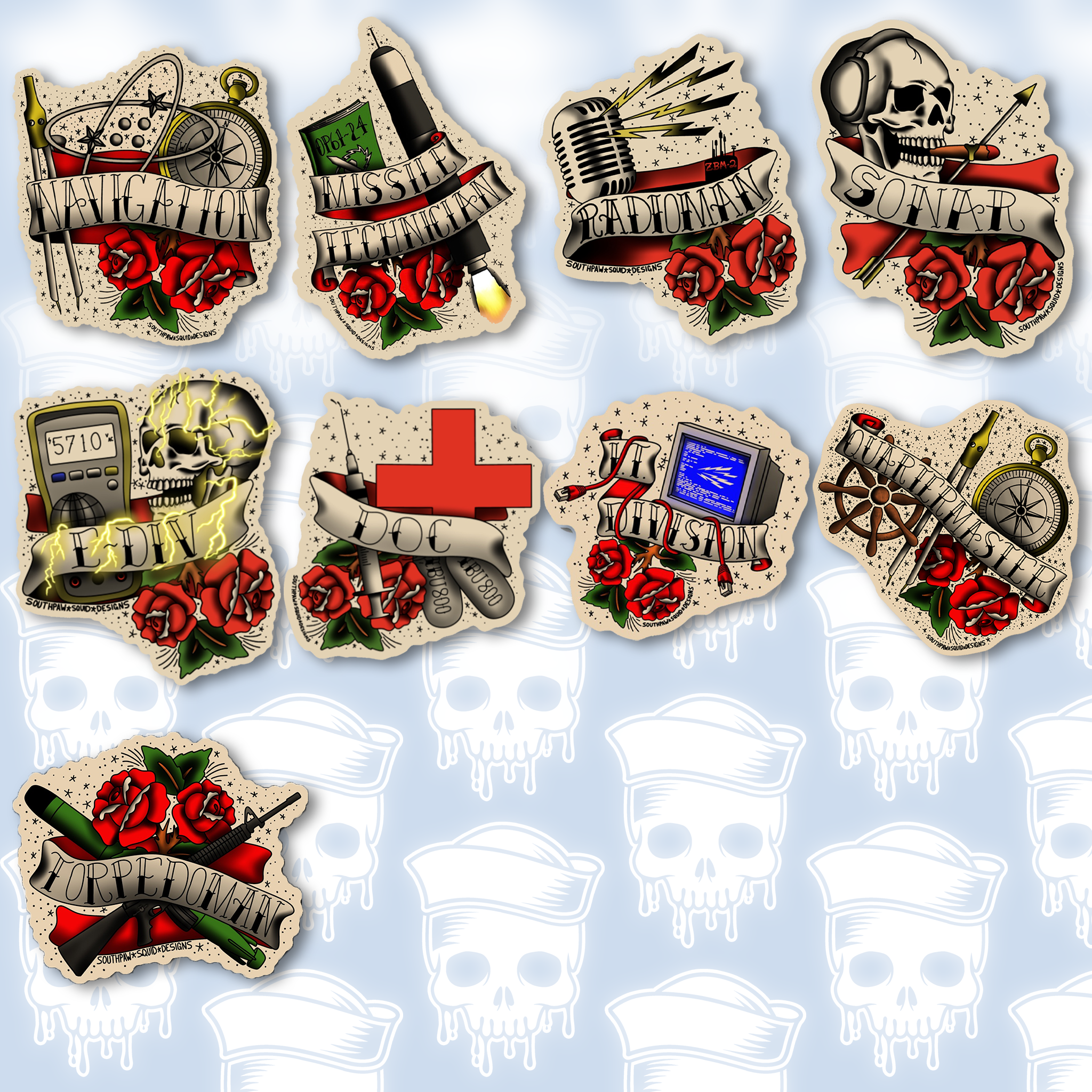 Tattoo-style Custom Designed Rate Stickers