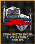 DEFECTS VERSION Zelda Hyrule Shield and Master Sword Challenge Coins