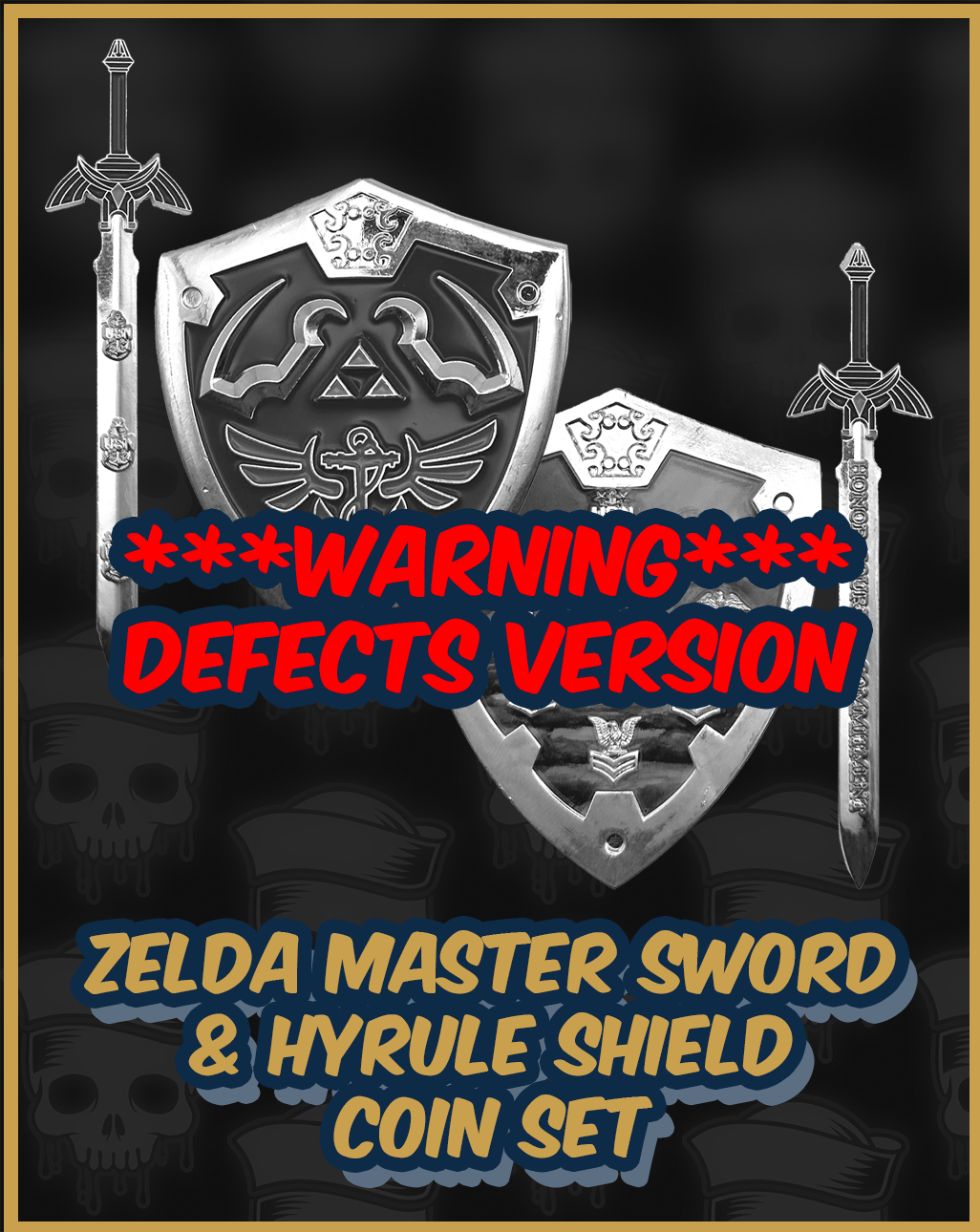DEFECTS VERSION Zelda Hyrule Shield and Master Sword Challenge Coins